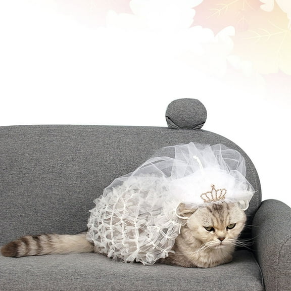 PBPBOX Pet Bridal Veil White Adjustable Band Cat Wedding Cosplay Bridal Accessories for Hair Decoration