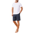 thumbnail image 2 of Pantalones cortos de pijama de cuadros casuales de verano para hombres con cintura elástica 30 Azul oscuro, 2 of 6