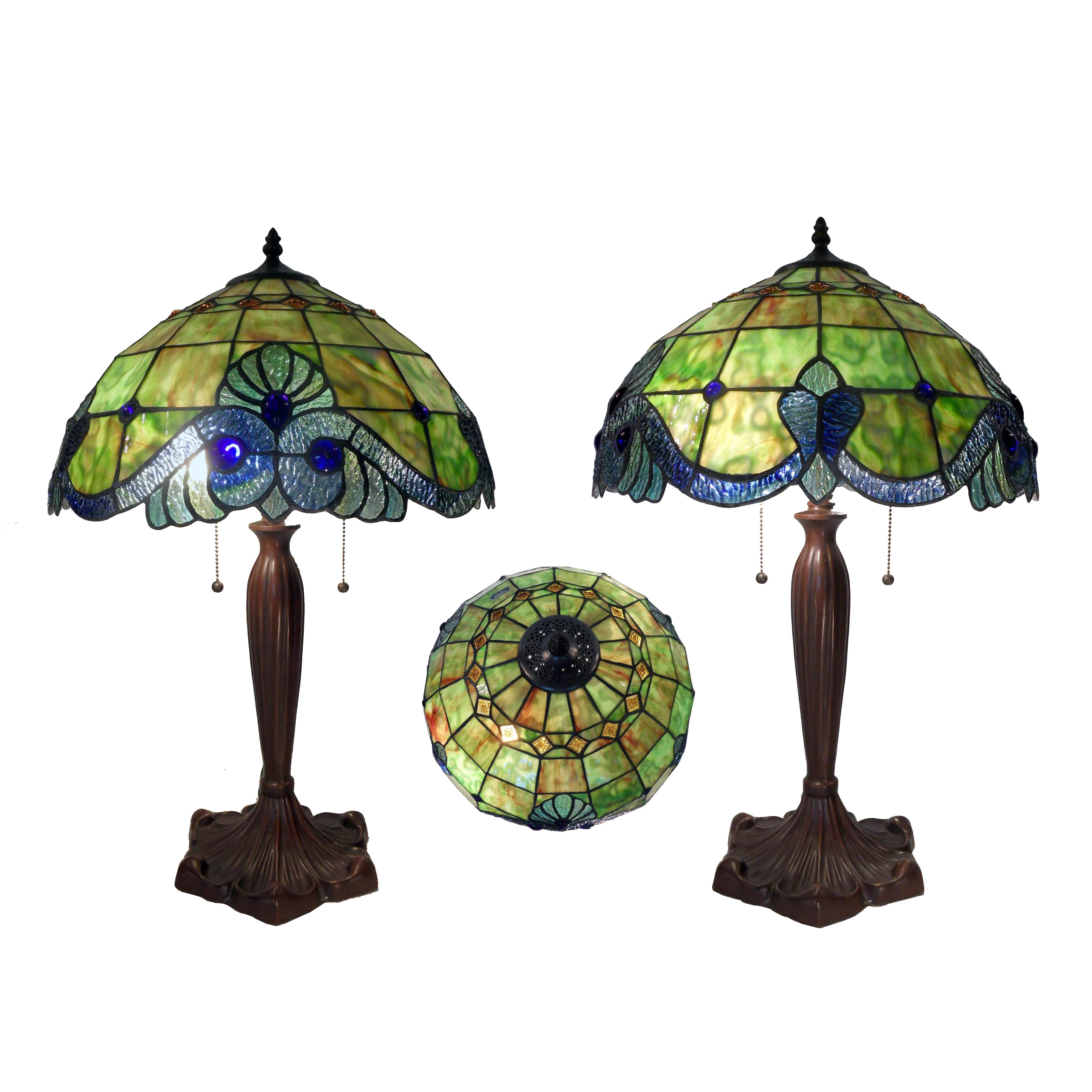 Tiffany Style Green Geometric Symmetry Table Lamp