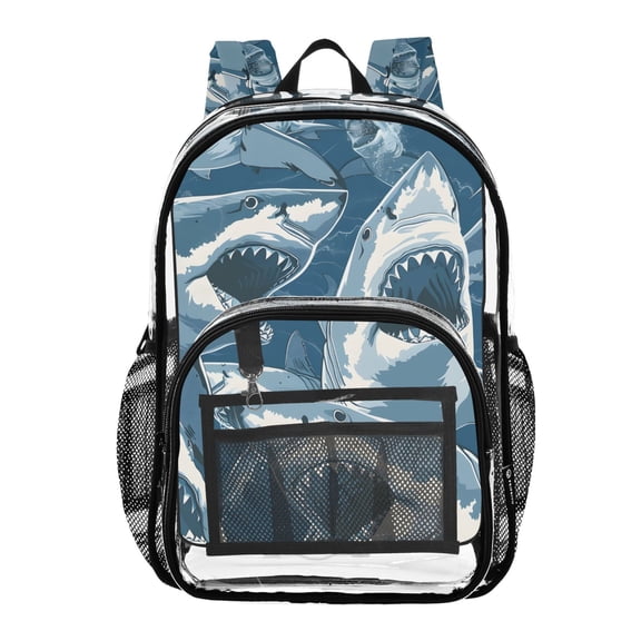 ALAZA Clear Backpack Fierce Sharks PVC Transparent BookBag