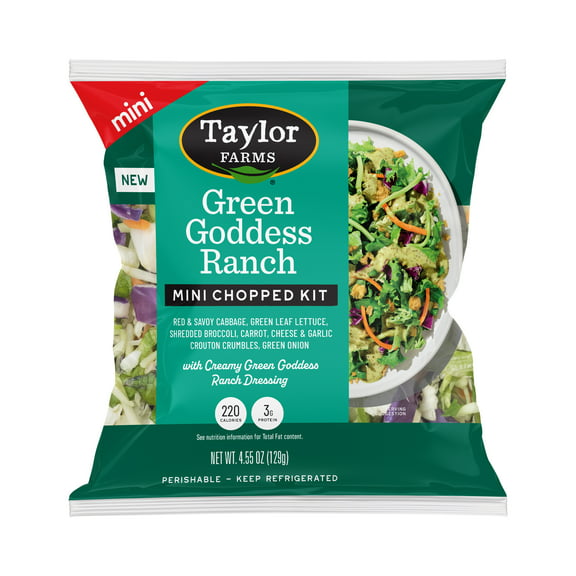 Taylor Farms Green Goddess Ranch Mini Salad Kit, 4.55 oz Bag, Fresh
