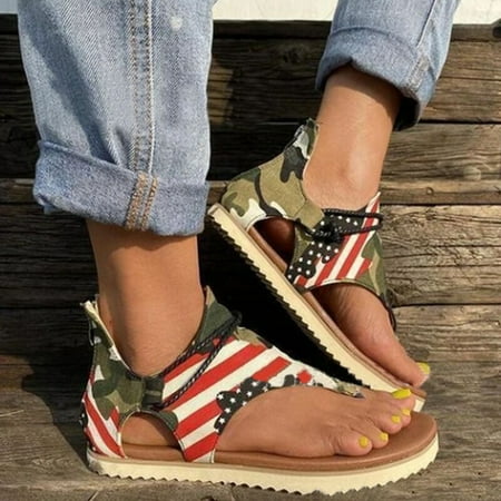 

uikmnh Women Shoes Summer New Light Bottom Camouflage Antiskid And Breathable Roman Lady Sandals Red 8.5