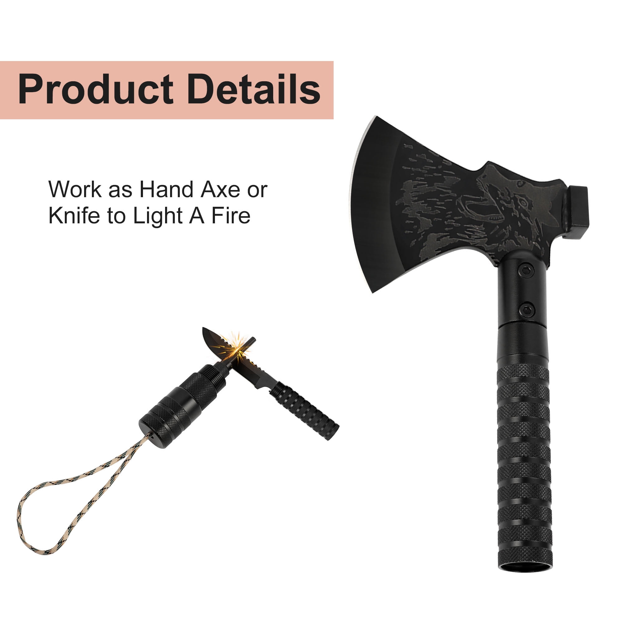 Tactical Folding Survival Axe & Hammer – Multi-Tool for Camping, Hiking & Emergencies, Portable Outdoor Hatchet with Sheath (Axe/Hammer Combo)
