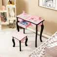 thumbnail image 3 of Costway Kid Vanity Set Wooden Makeup Table Stool Tri-Folding Mirror Leopard Print Pink, 3 of 10