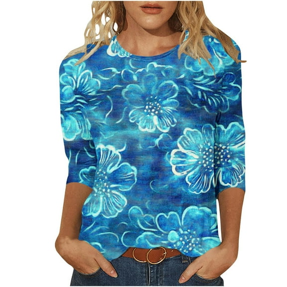 Women Blouse 3/4 Sleeve Petite, Tshirts Shirts Graphic Summer Graphic Tees for Women 2026 Women Tank Tops Loose Petite Warehouse Today Shipping