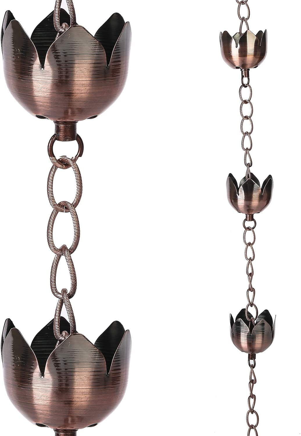 Rain Chains 72' Metal Decorative Lotus Rain Chain Bell