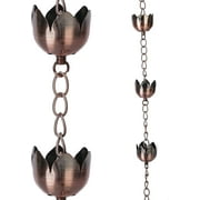Rain Chains 72" Metal Decorative Lotus Rain Chain Bell