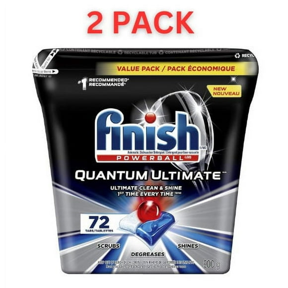 Finish Power Ball Quantum Ultimate Dishwasher Detergent Tabs, Scrubs, Degreases, Shines, Ultimate Clean & Sine 1st time everytime, 144 Tabs