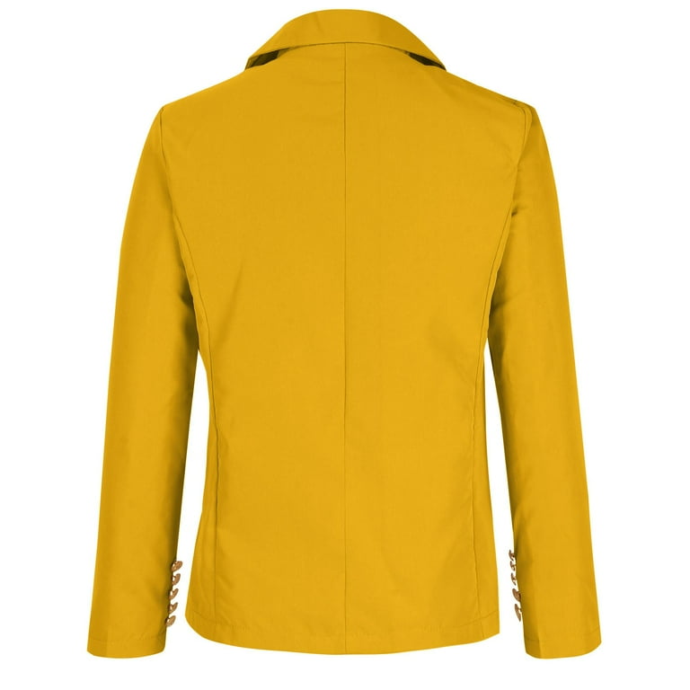 ジャケット・アウター CLANE OVER SHOULDER GOLD BUTTON BLAZER XFLWAM Womens Casual Blazer Jacket Gold Button Long Sleeve