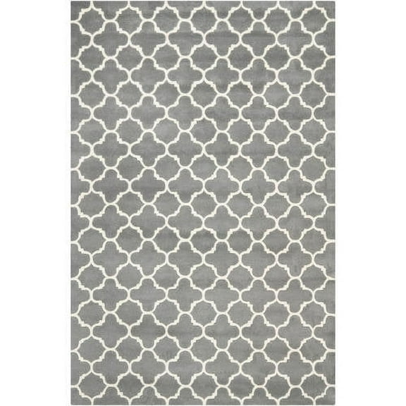 SAFAVIEH Chatham Jacob Geometric Wool Area Rug, Dark Grey/Ivory, 6' x 9'