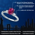 thumbnail image 2 of Gem Stone King 14K White Gold Red Created Ruby and White Created Sapphire Engagement Ring for Women | 1.61 Cttw | Oval 8X6MM | Gemstone July Birthstone | Size 9, 2 of 6