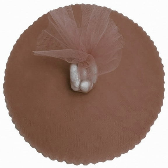 50 Scalloped Tulle Circles 9" Wedding Favor Wrap -  Brown