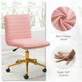 thumbnail image 4 of SSyao Armless Vanity Chair with Wheels, Computer Rolling Desk Chair with Back Soft Velvet Height Adjustable Gold Metal Base Swivel Stool Chairs-Pink, 4 of 8