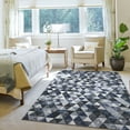 thumbnail image 2 of Ottomanson Non-Slip Area Rug for Living Room 5' x 6'6" Durable Low Profile Carpet, Navy Triangles, 2 of 9
