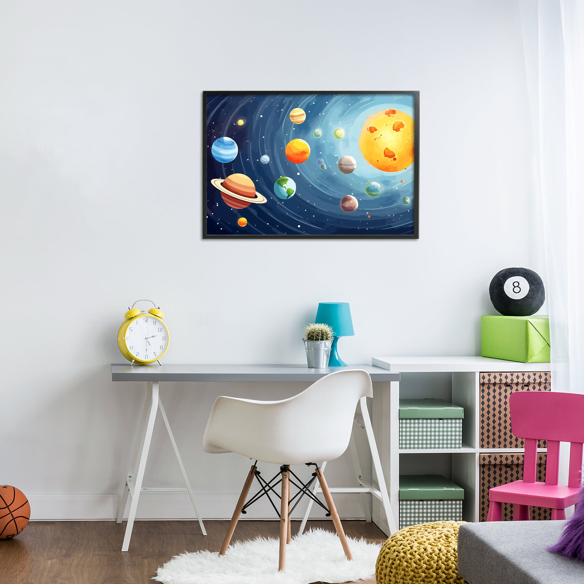 Stupell Industries Solar System Planets Orbit Black Framed Giclee Art, design by Creative Studio