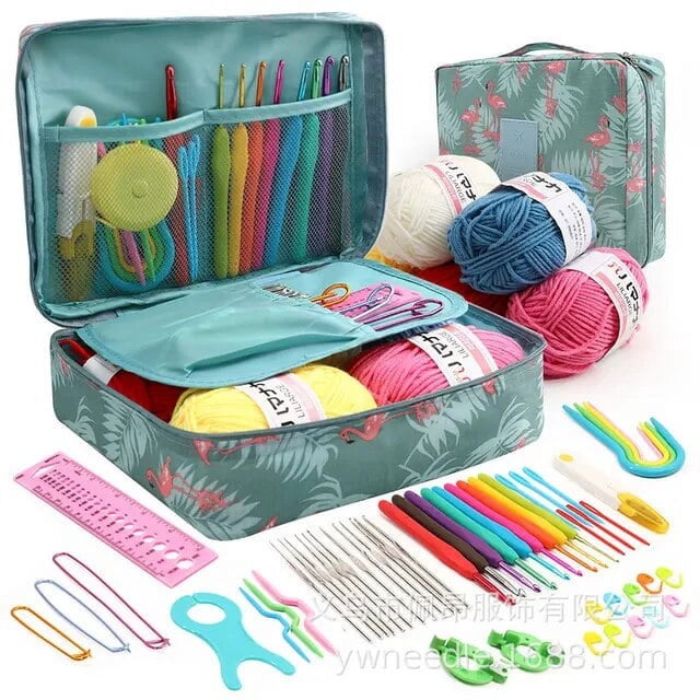 EASTIN 59 Pcs Include 5 Skeins Yarn Hooks Needles Storage Bag Crochet Kit with Knitting Accessories Set for Beginners Gift Freeshipping
