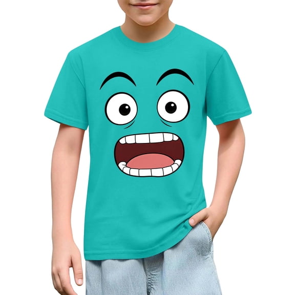 JOANKDMI Funny Graphic T Shirts Boys Girls 7-8 Short Sleeve Crewneck Novelty Casual Summer Tees Cute Playwear Everyday Clothes Soft Breathable Cotton Blend Tops