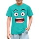 thumbnail image 1 of Blusas y camisas de manga corta con cuello redondo para niños y niñas, color liso, con estampado de expresión linda, manga corta, holgadas y cómodas, blusa para niña, 1 of 6