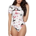 thumbnail image 2 of Goofa Dachshund Dog Puppy Printed Women Rash Guard Short Sleeve,Tummy control Swimsuit Surfing Swimsuit Bathing Suit One Piece Swimsuit UPF 50-Medium, 2 of 9