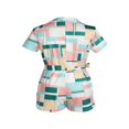 thumbnail image 3 of Summer Female Color Block  Collar Short Sleeve Romper with Waist Belt New Style, 3 of 9
