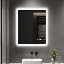 30 in. W x 36 in. H Rectangular Framed LED Anti-Fog Wall Mount Bathroom Vanity Mirror in Black, Front Light and Backlit