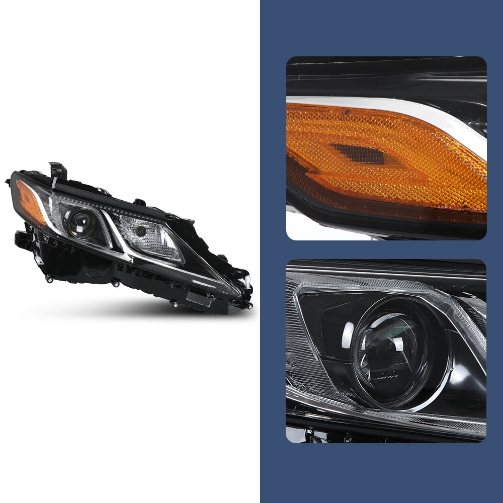 PIT66 Projector Headlight Assembly Right Passenger Side Fit for Toyota Camry LE SE 2018 2019 2020 2021 2022 Headlamps