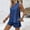 #0382-Blue, variant on Women's Summer 2 Piece Outfits Sleeveless Matching Sets Button Down V Neck Vest Waistcoat and Pockets Shorts