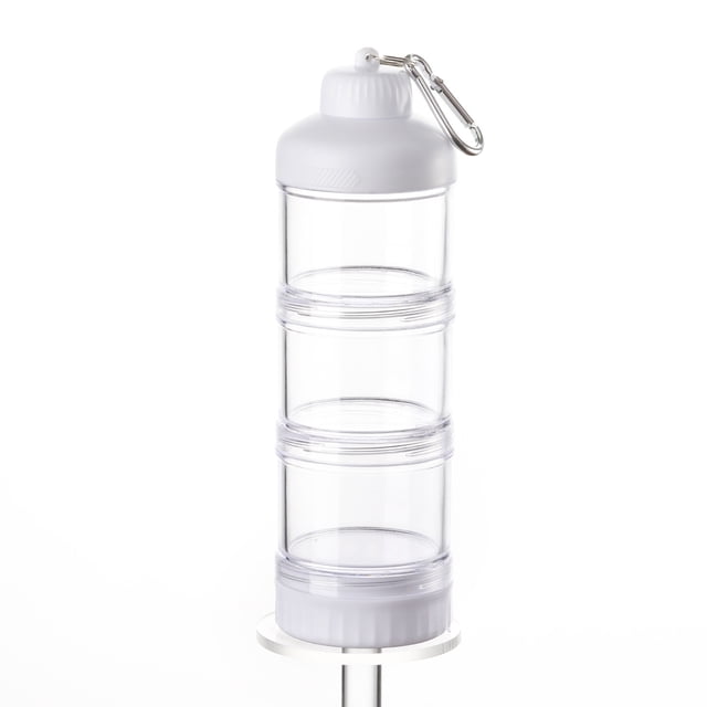 ziyahi Protein Three Layer Funnel Powder Container Storage Box Keychain for Storage Food - Grade for Gym Exercise and transparent