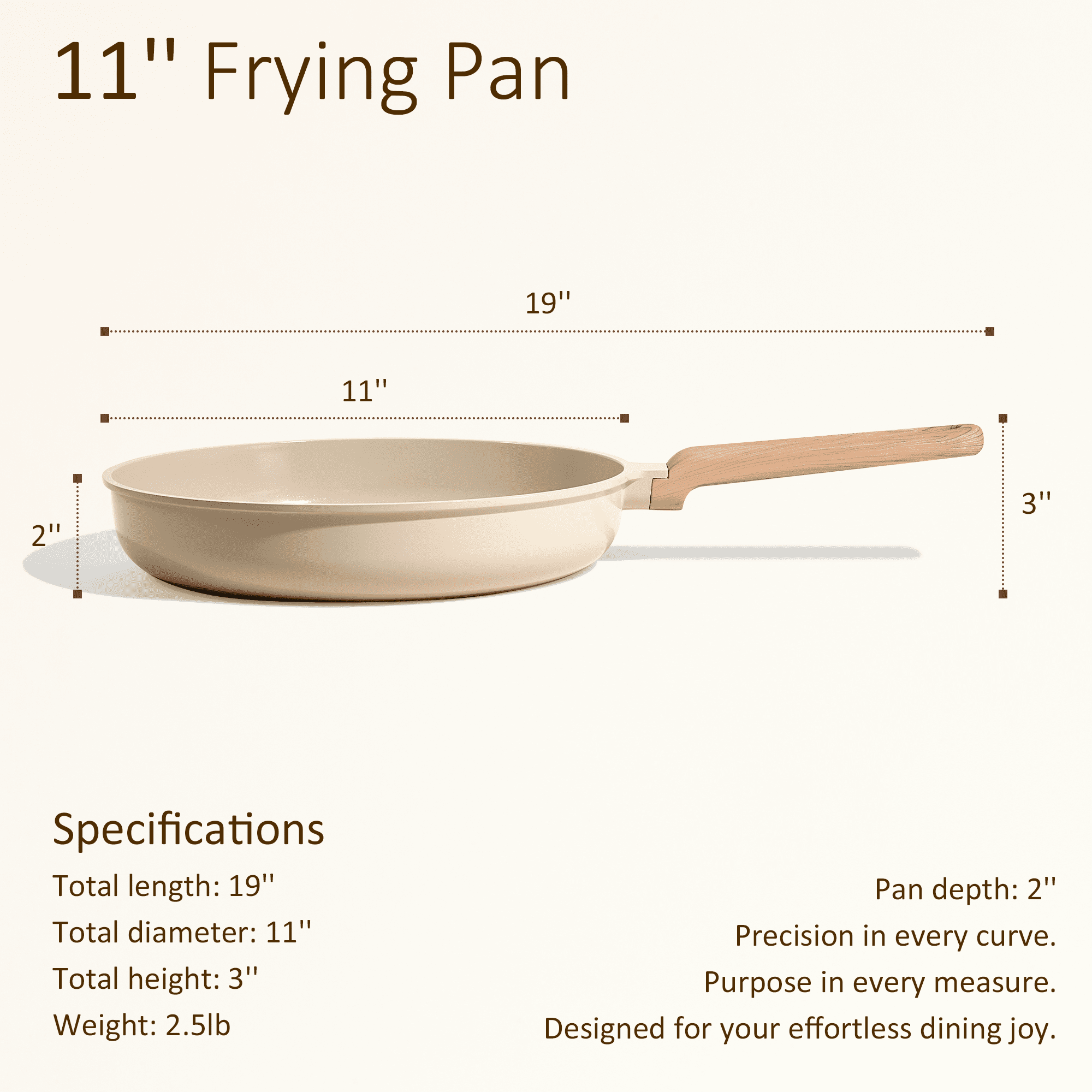 Carote 11" Ceramic Nonstick Frying Pan, Cooking Skillet with Bakelite Handle, Induction Compatible, Easy to Clean, Oatmeal