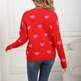 thumbnail image 4 of HOMBOM Sweaters for Women Crew Neck Fall Hot Pink Soft Pullover Heart Knit Womens Tops Long Sleeve, 4 of 9