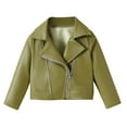 thumbnail image 2 of CYRBOKO Leather Jackets for Girls, Full Zip Turndown Lapel Winter Long Sleeve Casual Fall Outerwear Green Size 8 T, 2 of 9