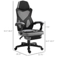 thumbnail image 3 of Home Office Chair Adjustable Height Recliner with Retractable Footrest, Mesh Back - Gray, 3 of 6