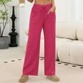 thumbnail image 2 of Amzcrzy Pantalones Mujer A Rayas Informales Cintura Alta Cordón Elástico Tipo Bóxer Cómodos Holgados Anchos Con Bolsillos Tallas S-2XL Rosa, 2 of 8