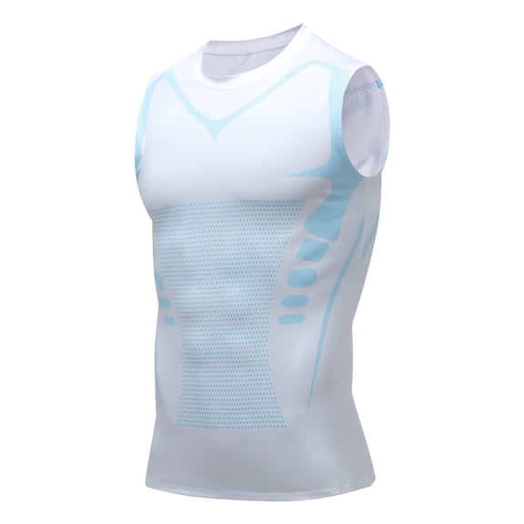 Haitryli Men's Athletic Tank Top Compression Workout Vest Sleeveless Shirts Fitness Shapewear B White L