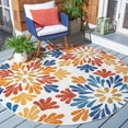 thumbnail image 2 of SAFAVIEH Cabana Georgiana Floral Indoor/Outdoor Area Rug, Creme/Red, 4' x 4' Round, 2 of 6