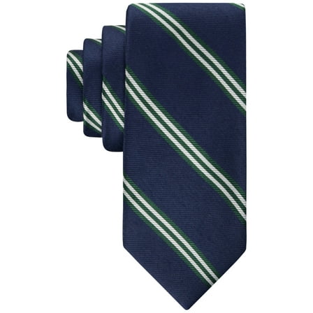 Tommy Hilfiger Mens Necktie Navy Green Twill Bar Stripe Tie