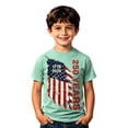 thumbnail image 4 of VNKIDY Boys Girls Kids Short Sleeve Crew Neck TShirt With Distressed American Flag 1776-2026 250 Years Print Patriotic Themed Top For Fourth Of July Celebrations Mint Green 6-7 Years, 4 of 4