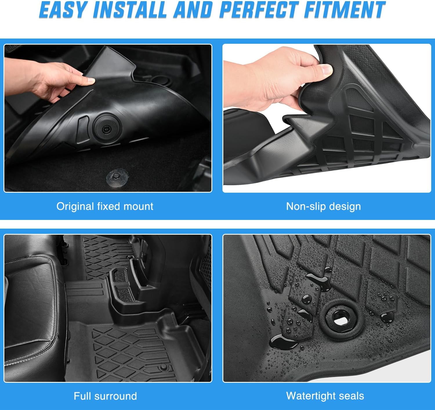 Custom Fit All-Weather TPE Floor Mats For Ford Bronco Sport 4-Door (2021-2025) - Heavy Duty Protection Liners