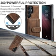 thumbnail image 5 of Feishell for Samsung Galaxy S24 Ultra Back Cover with Magnetic Detachable Card Pocket,Shockproof Protective PU Leather 2-In-1 Magnetic Buckle ID Credit Card Slots Phone Case,Brown, 5 of 6