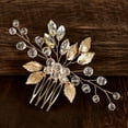 thumbnail image 3 of Namzi Bridal Flower Wedding Hair Pins Crystal Pearl Hair Combs Clips Headpiece Gold Wedding Hair Accessories Jewelry with Rhinestone for Brides Bridesmaids Women Girls (White), 3 of 4