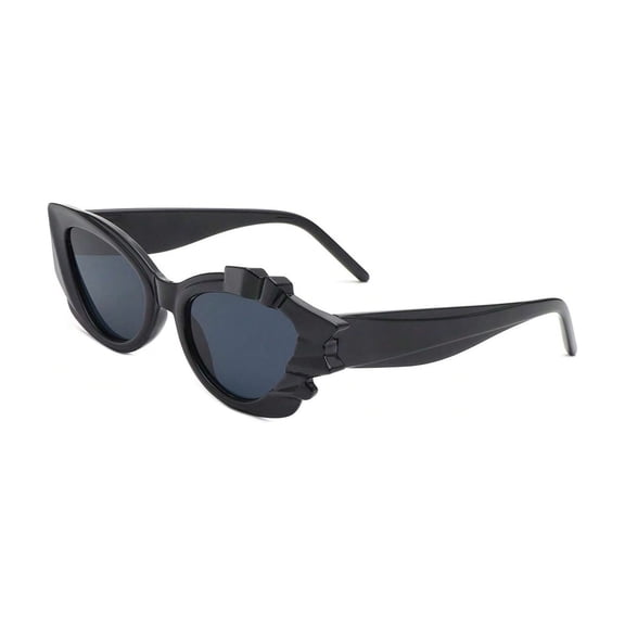 Black Narrow Frame Sunglasses - Dark Lens UV Protection Classic Daily Eyewear