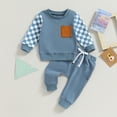 thumbnail image 3 of Gupgi 2Pcs Autumn Outfits for Baby Boy Checkered Sweatshirts Long Pants Set 0-3 Years, 3 of 8