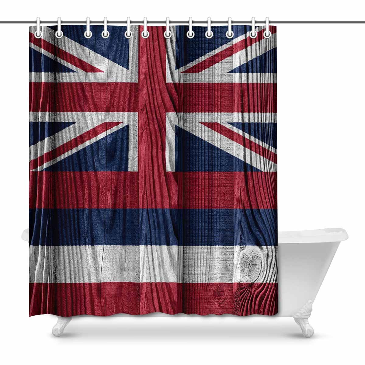 Mkhert Flag Of Hawaii State Usa On Wood House Decor Shower