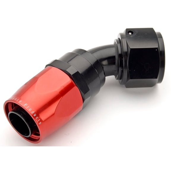 JEGS Red/Black 45° Max Flow Swivel Hose End -12AN
