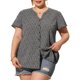 thumbnail image 1 of Women's Plus Size Shirt Flare Short Sleeve Leaves Button Down Collar Chiffon Blouse Black 2X, 1 of 6