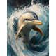 thumbnail image 1 of Qisvanset Framed Canvas Wall Art 12x16 Inch Dolphin Ocean Marine Life Beach House Wall Art, 1 of 5