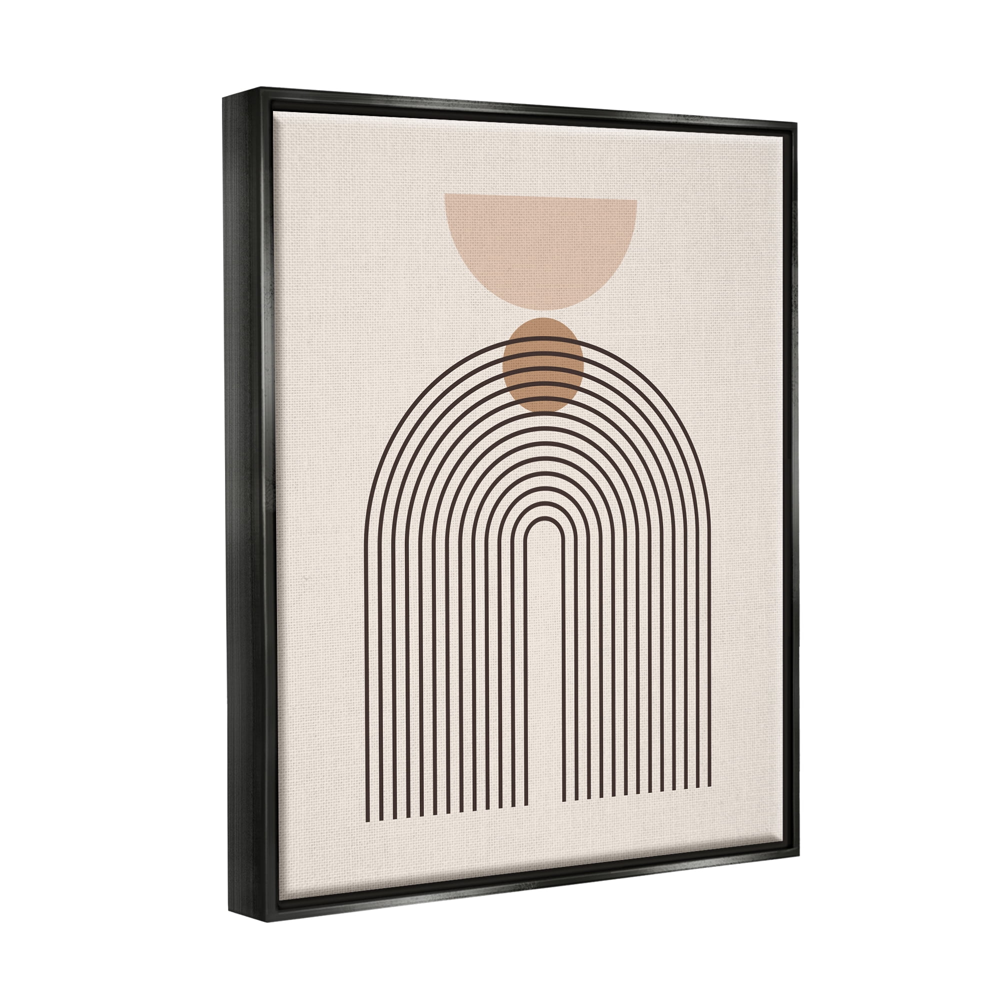 Stupell Industries Boho Cream Shapes Abstract Painting Black Floater Framed Art Print Wall Art, 25 x 31