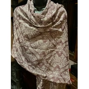 Vintage Silver metallic Paisley wool Brocade Pashmina Scarf Wrap shawl