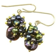 SPYGLASS DESIGNS 14k Gold Filled Freshwater Cultured Pearl Earrings Peacock Baroque Cluster Goldtoned Wired Accents Designed for Adult Women and Teen Girls