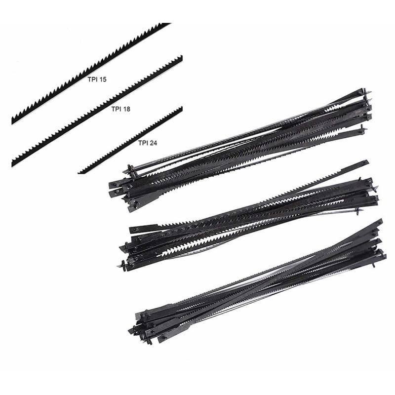 288Pcs Scroll Saw Blades 127mm Carbon Steel Fretsaw Blades with Pin 15/18/24 Teeth Standard Fine Cut Saw Blades
